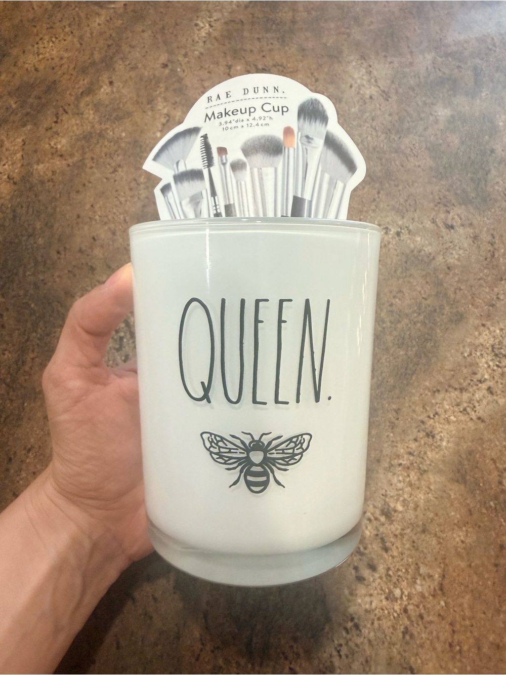 RAE DUNN “Queen” Bee Makeup Cup